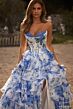 Sherri Hill 57250 Ruffle Skirt Strapless Floral Dress