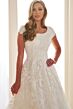 Modest by Mon Cheri MOD305 Cap Sleeve A-Line Lace Applique Bridal Gown