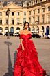 Tarik Ediz 98527 Frances Ruffle Skirt Portrait Neckline Dress