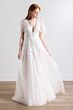 Willowby 54120 Gaia V-Neck Sheer Flared Sleeve Bridal Dress