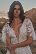 Willowby 54120 Gaia V-Neck Sheer Flared Sleeve Bridal Dress
