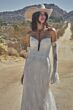Willowby 54729 Zinnia Flounce Sleeve Plunging Neck Lace Wedding Gown