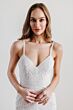 Locket 15132 Keys Spaghetti Straps Striped Lace Trumpet Wedding Gown