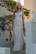 Locket 15132 Keys Spaghetti Straps Striped Lace Trumpet Wedding Gown