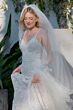 Locket 15132 Keys Spaghetti Straps Striped Lace Trumpet Wedding Gown