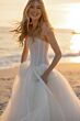 Locket 15610 Pompom Ruched Corset Tulle and Organza Bridal Dress