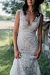 Locket 16155 Pilar Slim-Fit Valka Lace V-Neck Wedding Dress