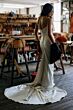 Locket 16223 Delphinium Cathedral Train Off White Satin Bridal Gown