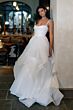 Locket 16228 Lilith Flounce Skirt Chapel Train Organza Wedding Gown