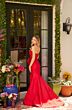 Ava Presley 40072 Strapless Ruched Bodice Front Bow Dress