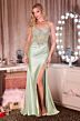 LaDivine CC408 Beaded Corset Bodice Spaghetti Strap Dress