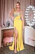 LaDivine CDS552 Slit Skirt Cutout Back Dress