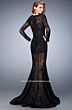 La Femme 22443 Black Long Sleeve Lace Dress
