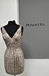 Primavera Couture 3505 Floral Beaded Waist Plunging Neck Dress