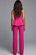 Jovani 49346 Collared Halter Neck Peplum Top Pant Suit