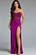 Jovani 42465 Beaded Corset Bodice High Slit Dress