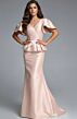Jovani 43805 Peplum V-Neck Flared Sleeve Dress