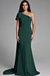 Jovani 44177 Asymmetric Neck Shoulder Bow Streamer Dress