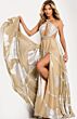 Jovani 44421 Cross-Halter Neck Cutout A-Line Dress