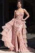 Jovani 49058 Tiered Overskirt Fitted Blush Multicolor Dress
