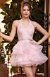 Jovani K52182 Ruffle Skirt Lace Bodice Light Pink Dress