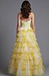 Jovani 47440 High Slit Tiered Ruffle Skirt Strapless Floral Dress