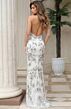 Jovani 49812 Slit Skirt Plunging Halter Neckline Embellished Dress