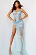 Jovani 04195 Plunging Neckline Illusion Dress