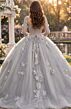 Jovani Q46666 Long Sleeve Illusion Corset Bodice Sweet 16 Gown