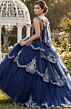 Jovani Q48438 Plunging Neck Layered Skirt Quinceanera Dress
