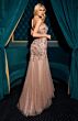 LaDivine CDS545 Plunging Neck Trumpet Sequin Dress