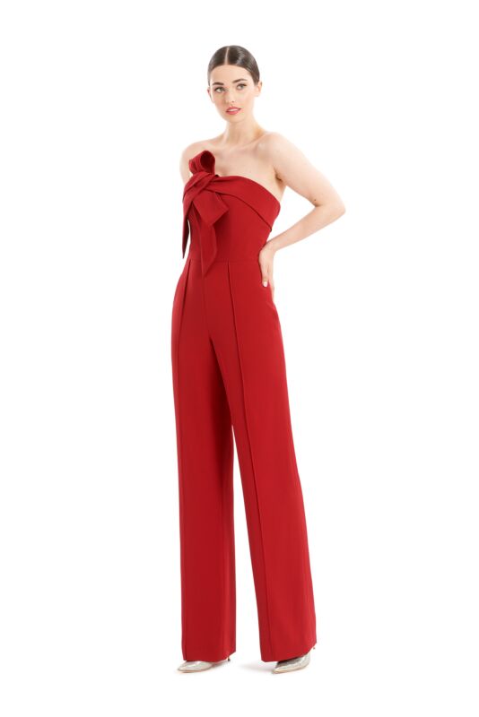 Alexander by Daymor 1678 Bow Front Strapless Jumpsuit