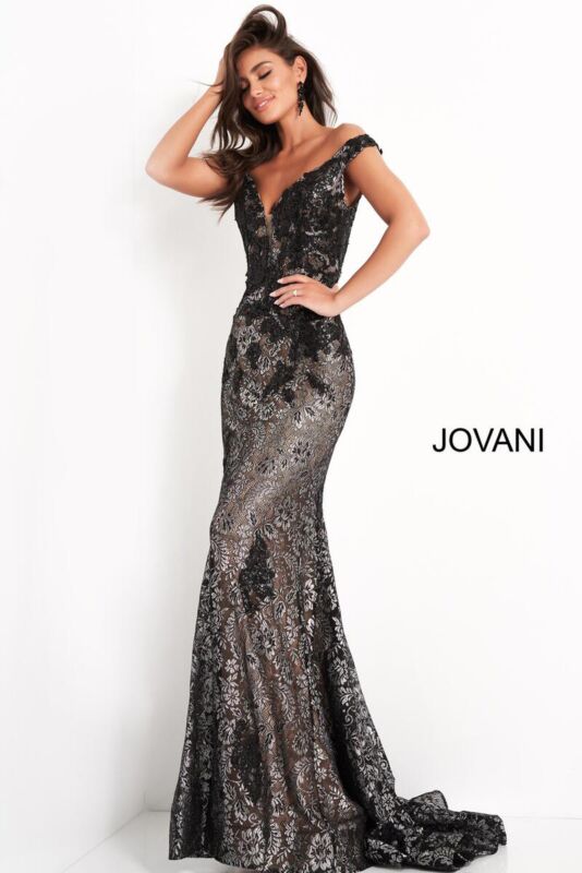 Jovani 06437 Black-Silver Prom Dress