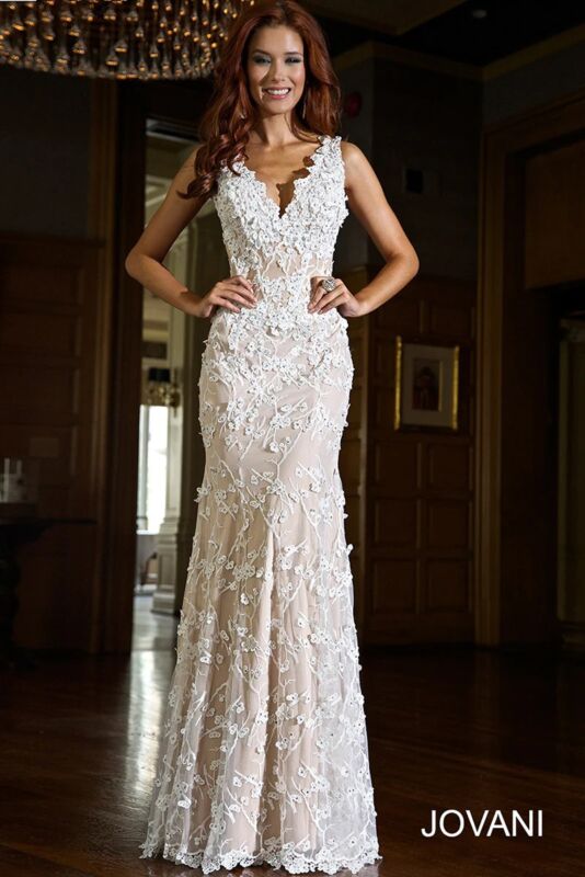 Jovani 24545 Ivory-Nude Prom Dress
