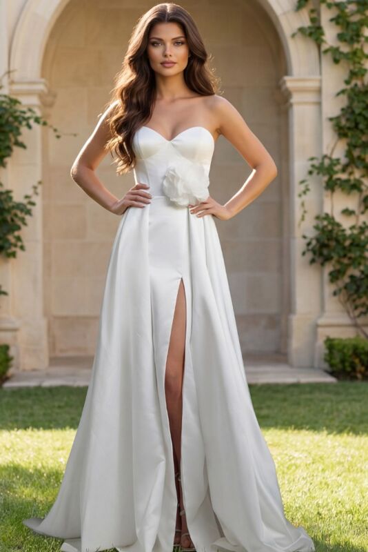 Jovani JB40825 Illusion Back Strapless Wedding Gown