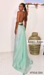 Jessica Angel 2515 Tail Train Plunging Halter Dress