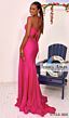 Jessica Angel 2631 High Slit Tie Back Ruched Dress