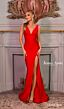 Jessica Angel 2641 Plunging Back High Slit V-Neck Dress