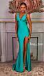 Jessica Angel 2641 Plunging Back High Slit V-Neck Dress