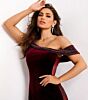 Jovani 42975 Sheer Sides Beaded Asymmetric Neck Dress