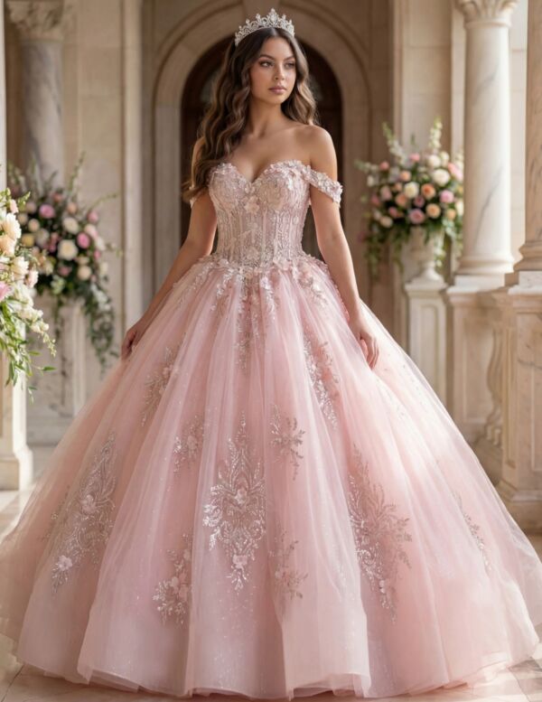 Jovani Q43434 Back Bow Off The Shoulder Quince Gown