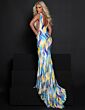 Johnathan Kayne 2687 Sleeveless V-Neck Multicolor Dress