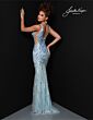 Johnathan Kayne 2824 Plunging Neckline Watteau Train Dress