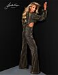 Johnathan Kayne 2884 Plunging Neckline Metallic Jumpsuit
