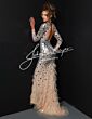 Johnathan Kayne 2931 Feather Skirt Cutout Back Dress