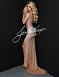 Johnathan Kayne 2932 Fringe Sleeves Plunging Neck Dress