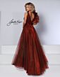 Johnathan Kayne 3014 Ruched Bodice V-Neck Ruffle Dress