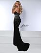 Johnathan Kayne 3018 High Slit Strapless Velvet Dress