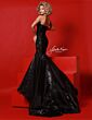 Johnathan Kayne 3062 V-Notched Neckline Trumpet Dress