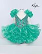 Sugar Kayne C232 Beaded V-Neck Ruffle Skirt Dress